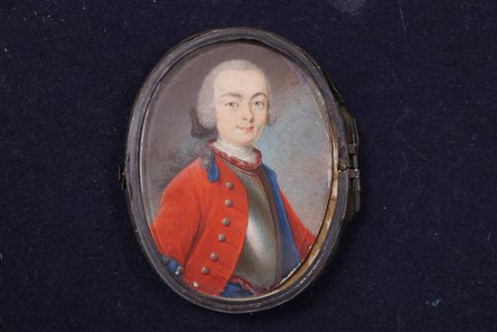 19th century English School, gouache on ivory, two oval portrait miniatures on ivory of gentlemen 6 x 4.75cm